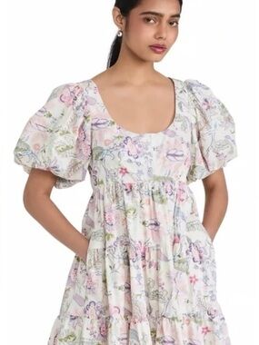 Cinq À Sept Ethel Paisley Puff Sleeve Babydoll Dress